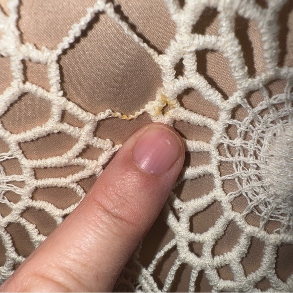 Eliza J Ivory Crochet Lace with Nude Underlay Sleeveless Petite Sheath Dress 2P - Picture 9 of 12